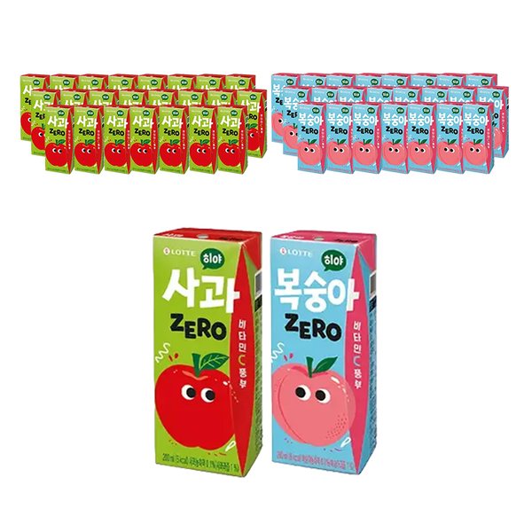 히야 제로 200ml 복숭아 24입+사과 24입+에코백
